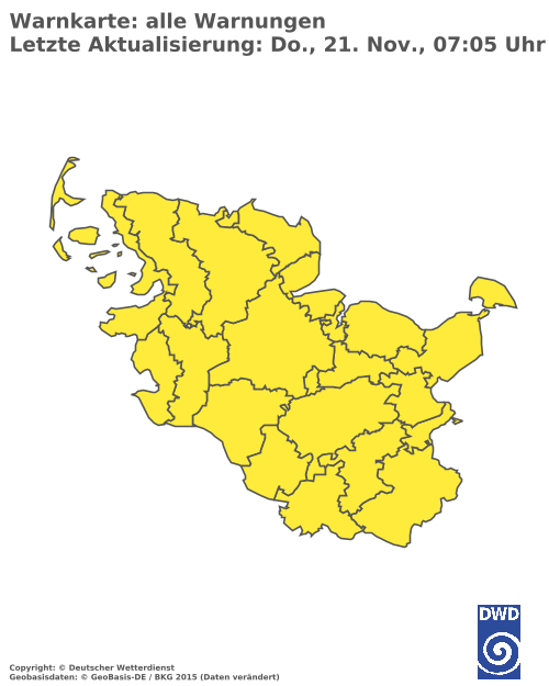 Aktuelle Wetterwarnungen für  Schleswig-Flensburg - Binnenland