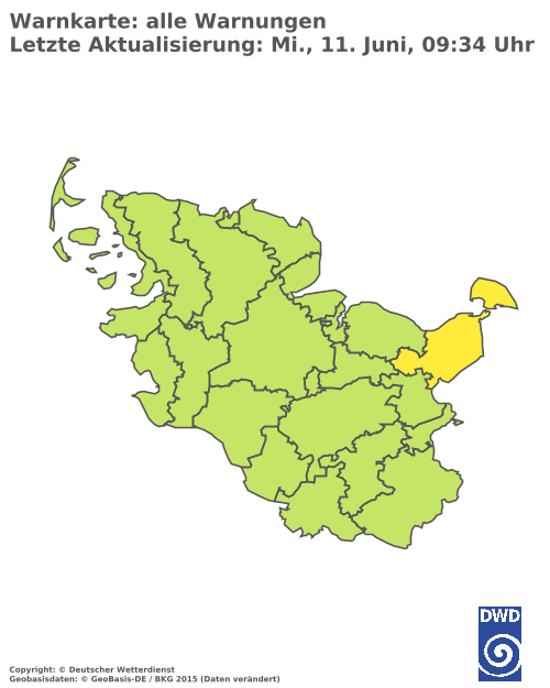 Aktuelle Wetterwarnungen für  Schleswig-Flensburg - Binnenland