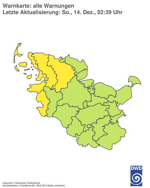 Aktuelle Wetterwarnungen für  Schleswig-Flensburg - Binnenland